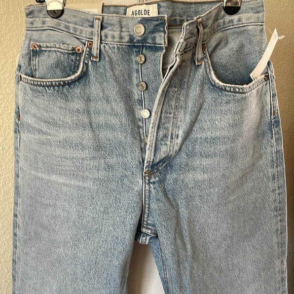 Agolde 90s Crop Mid Rise Loose Straight Blue Straight Jeans Classic Fit - Picture 2 of 11